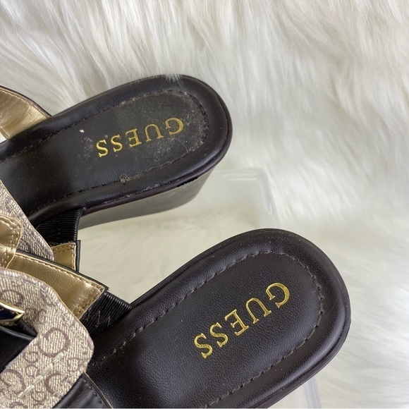 GUESS LOGO WEDGE SANDALS THONG SLIP ON SHOES SIZE 8 - Picture 8 of 11